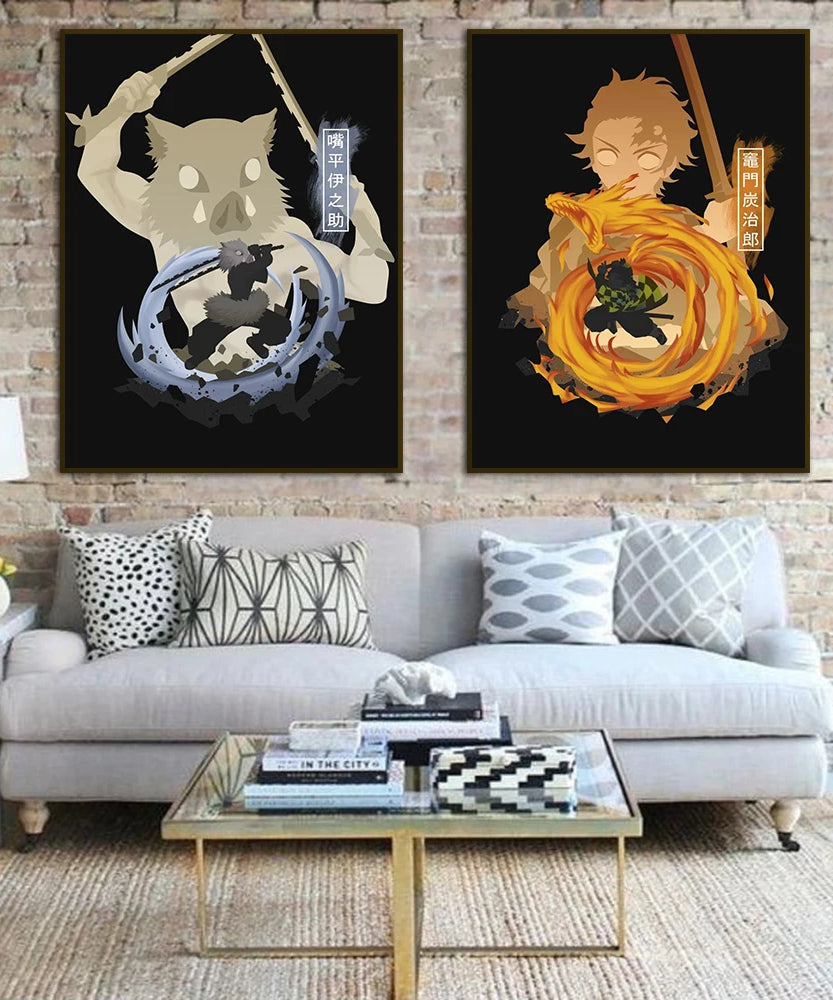 Anime Demon Slayer Tanjiro Nezuko Canvas Poster