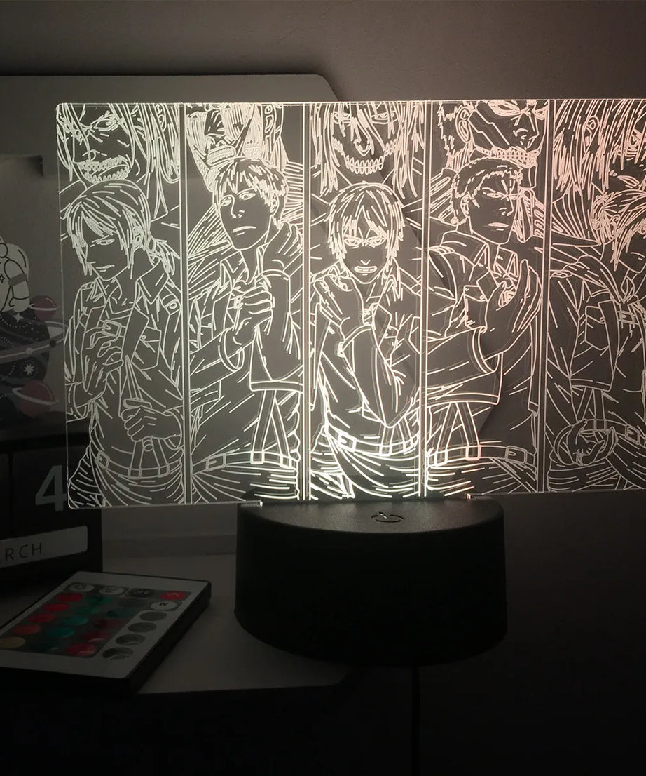 Anime 3D Lamp Attack on Titan Acrylic Luminous Stand Mikasa Ackerman Eren Yeager Action Figure For Kids Children Gifts