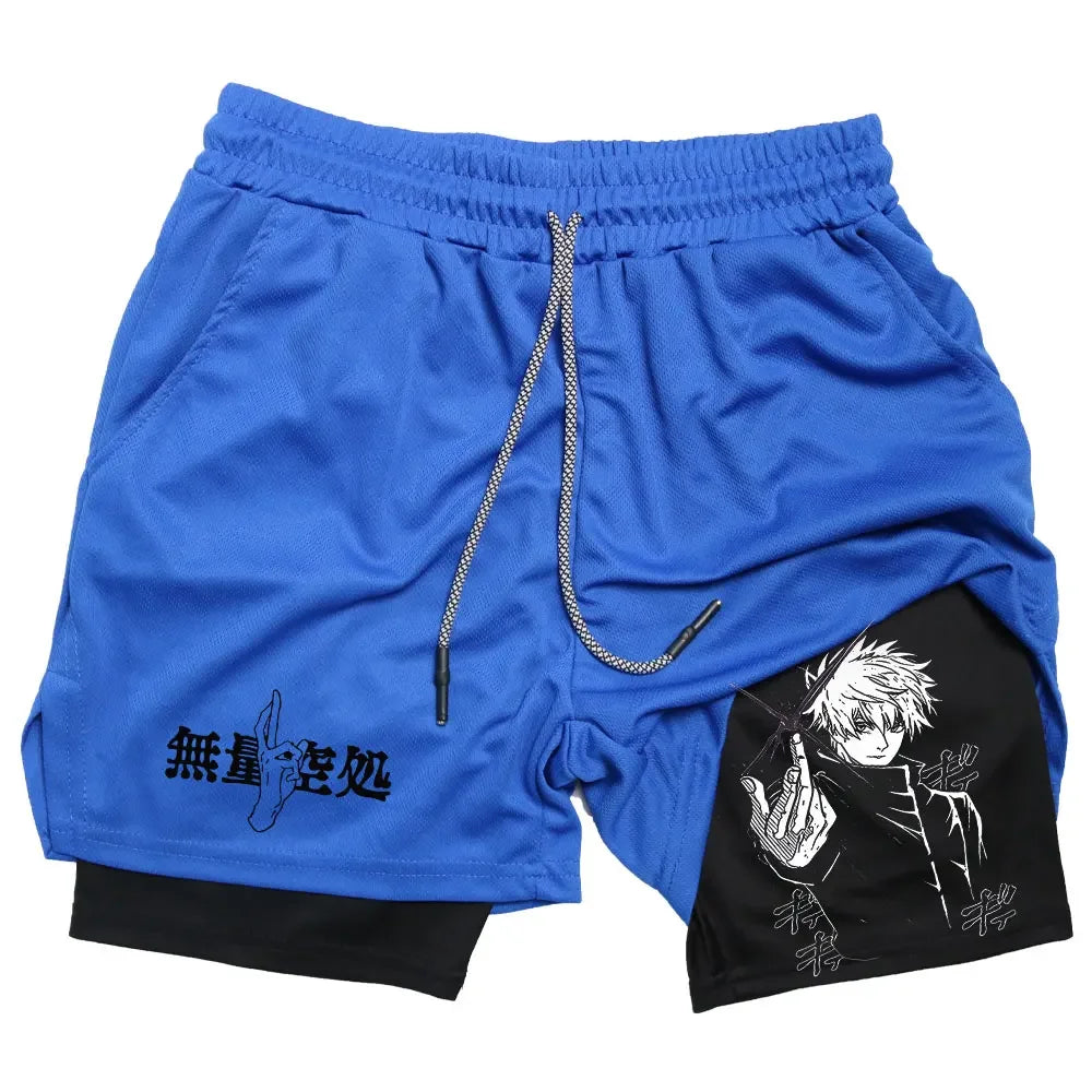 Jujutsu Kaisen Satoru Gojo 2-in-1 Compression Gym Shorts – Quick-Dry Activewear 7