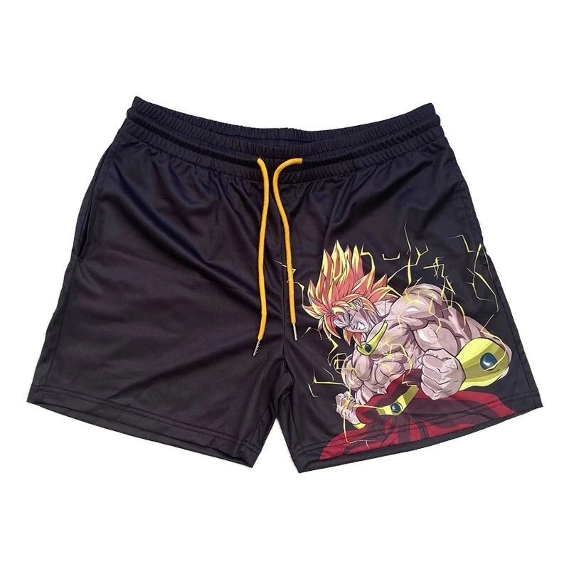 Baki Hanma Anime Shorts – Men's Streetwear Beach Shorts with Elastic Waist