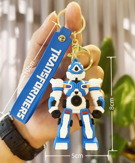 Cute Transformation Creative Peripheral Keychains 3D PVC Pendant Bumblebee Optimus Prime Bag Car Soft Rubber Figure Toy Keychain