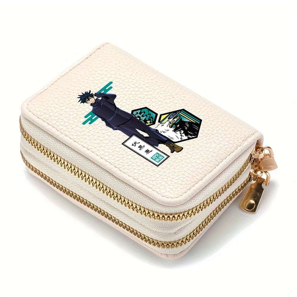 Anime Jujutsu Kaisen Double Zipper Short Wallet – Cute Card Holder & Coin Purse