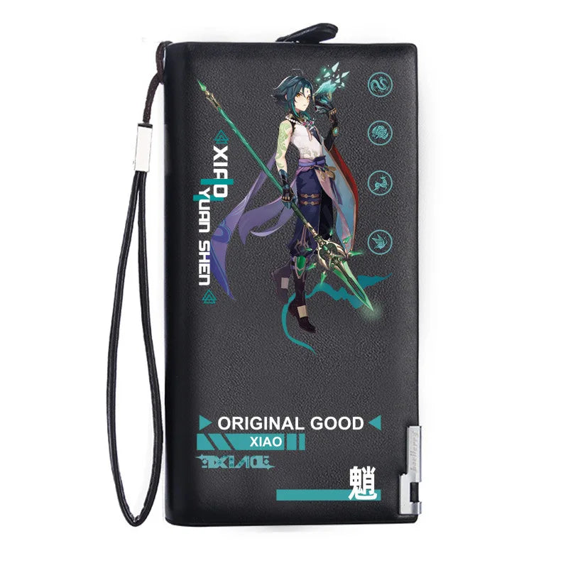 Genshin Impact Mondstadt Anime Peripheral New Zipper PU Wallet Handsome Personality Boy Print Coin Purse Short Card Pack Holiday