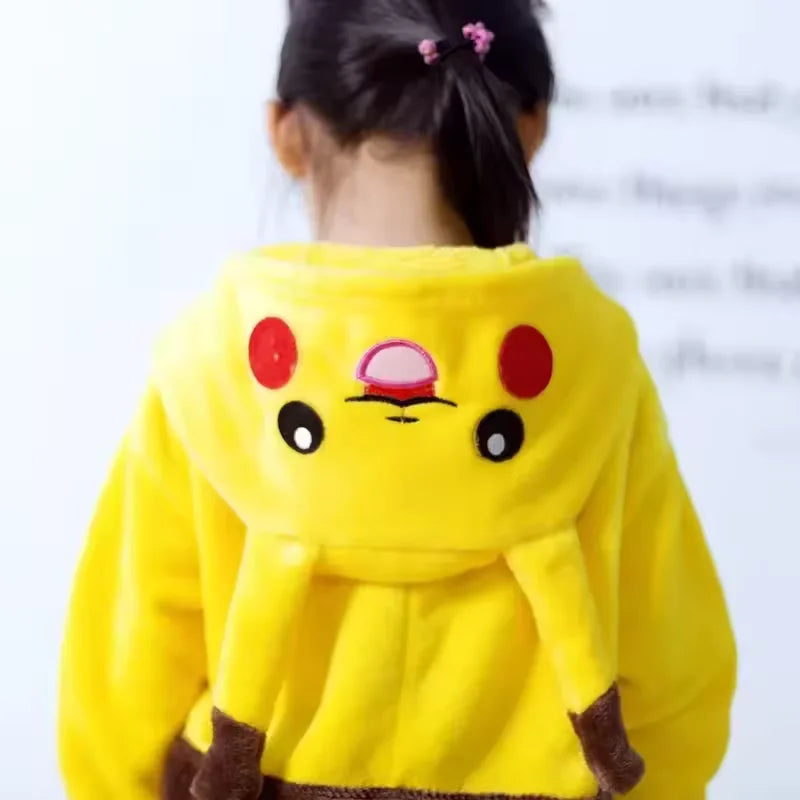 Pokémon Pikachu Warm Flannel Onesie – Cozy Hooded Sleepwear for Kids & Adults 6