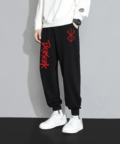 Men's berserk animated printed sportswear pants sports jogging pants casual polar lining pocket pants