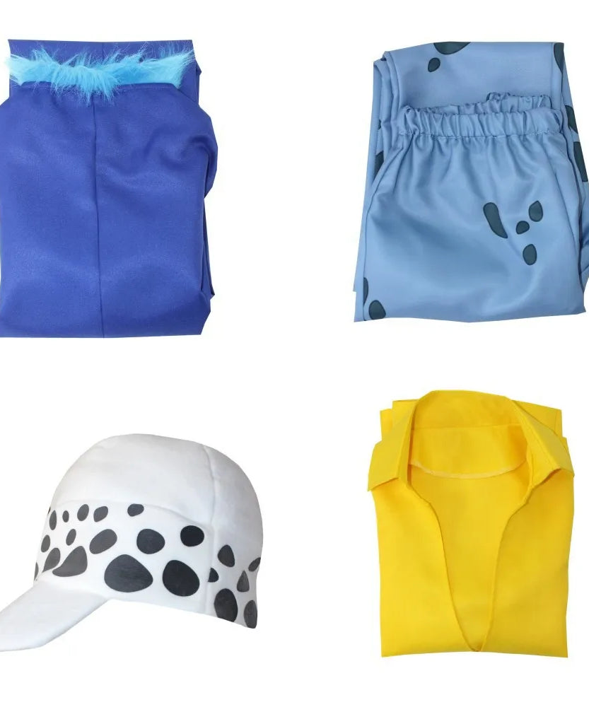 Anime Water Law Tra Falgar Cosplay Costume Trafalgar D Cosplay Suits Uniform For Men Halloween Coat Death Technician Hat