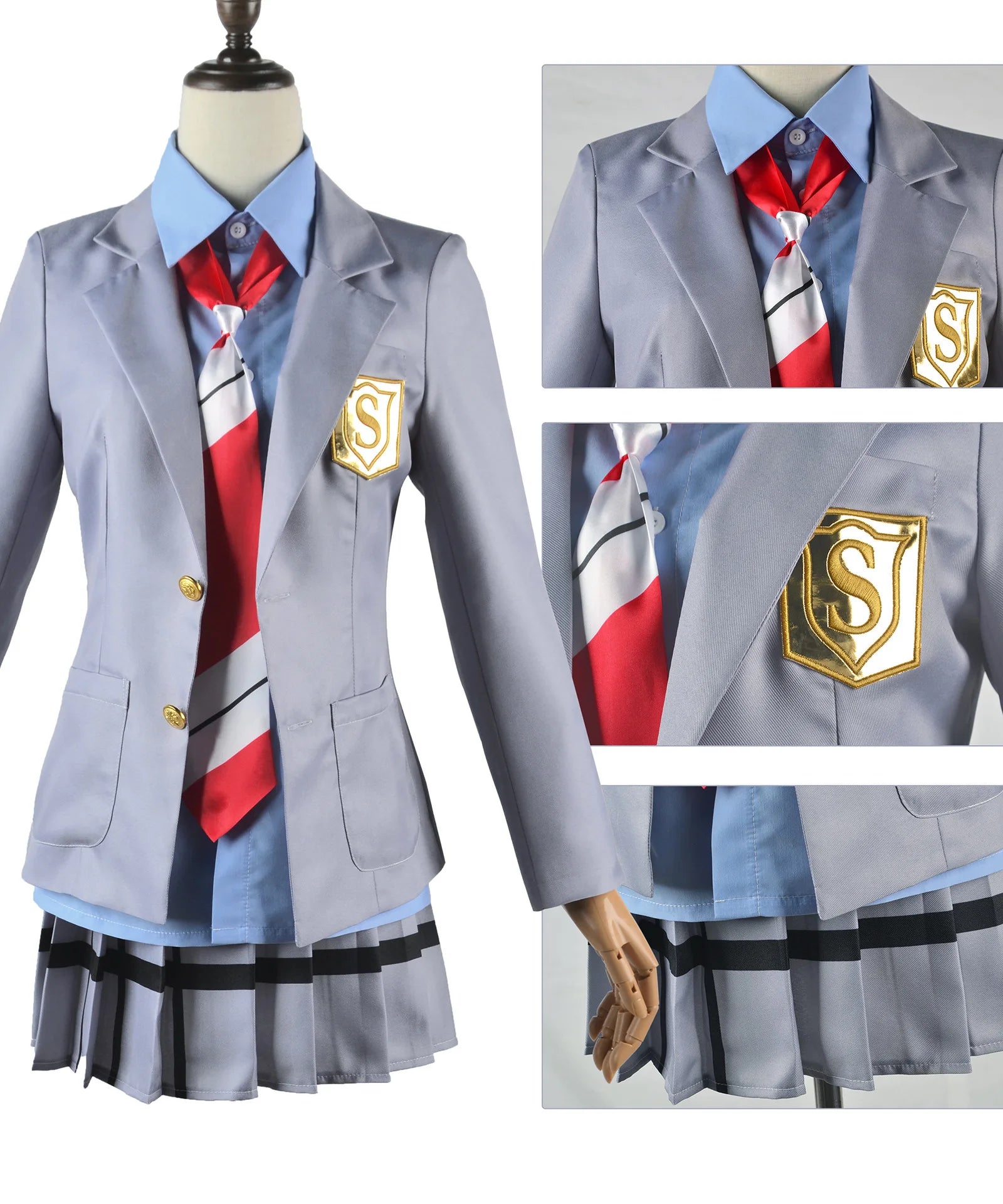 Anime Your Lie in April Miyazono Kaori Cosplay Costumes Arima Kousei Synthetic Wigs Pants Coat Jacket Skirt School Uniform Girls