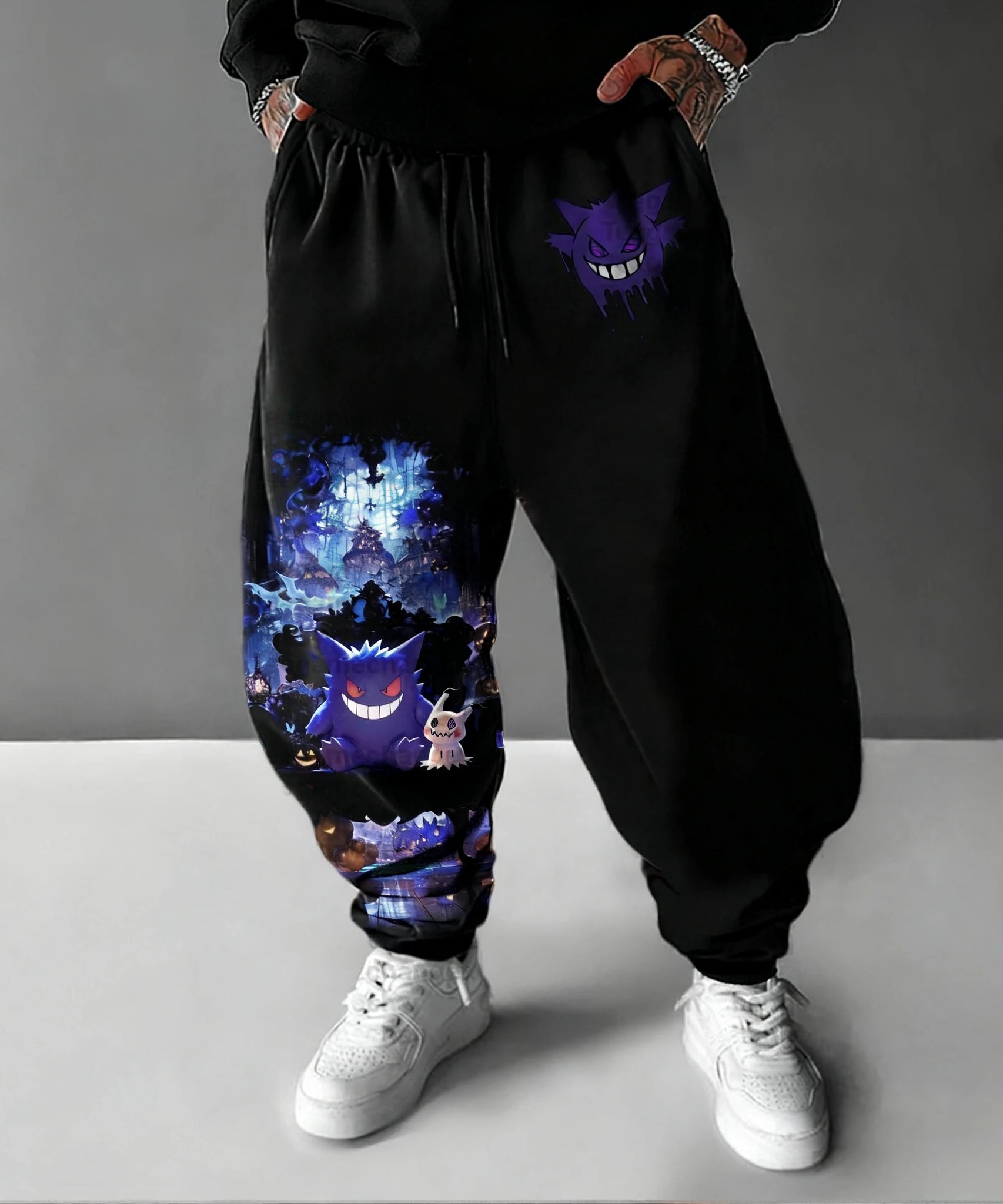 Pokémon Halloween Co Branded Weektons Autumn/Winter Men's New Anime Pumpkin Head Printed Harajuku Loose Casual Sports Pants