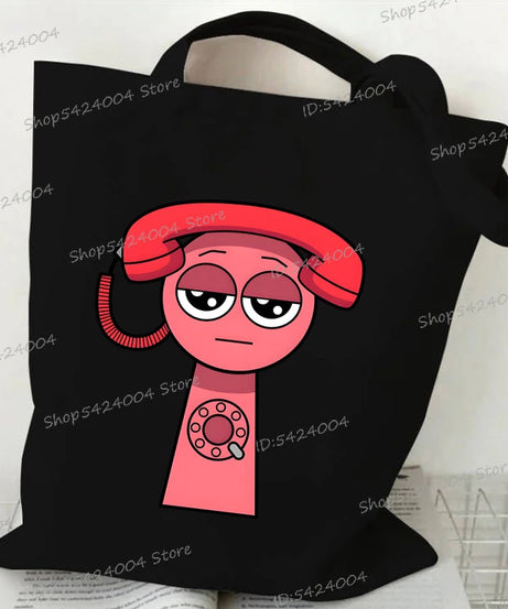 Anime Sprunki Incredibox Game Handbags Women Men Large Capacity No Zipper Canvas Tote Bag Sprunki Figure Shoulder Bag