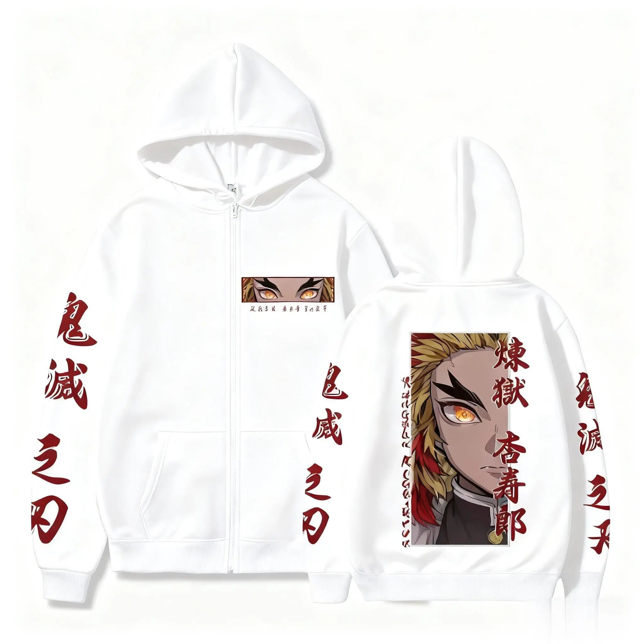 Demon Slayer Zipper Hoodie Women Men Anime Print Jacket Sweatshirt Streetwear Unisex Oversized Casual Cosplay Autumn Fashion Top