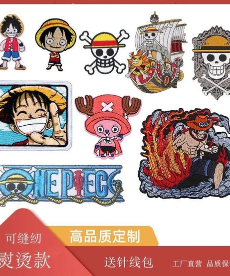 One Piece Luffy Animation Character Embroidery Ironing Cloth Sticker Fashion Clothes DIY Hole Patch Cloth Sticker