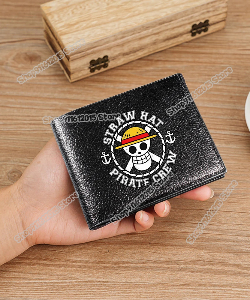 One Piece Pu Leather Wallet for Men Foldable Short Wallets Luffy Zoro Chopper Coin Purse Man Multi-slot Credit ID Card Holder