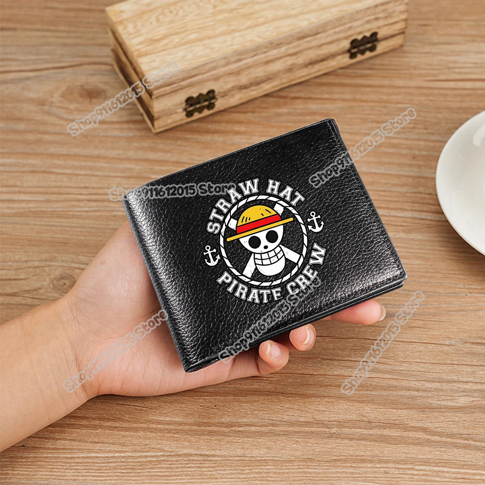 One Piece Pu Leather Wallet for Men Foldable Short Wallets Luffy Zoro Chopper Coin Purse Man Multi-slot Credit ID Card Holder