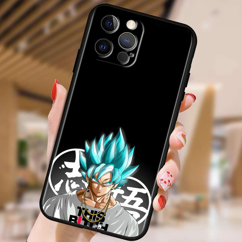 Dragon Ball Z Black Soft Case for iPhone 15/14/13/12/11/XS/X/8/7/SE