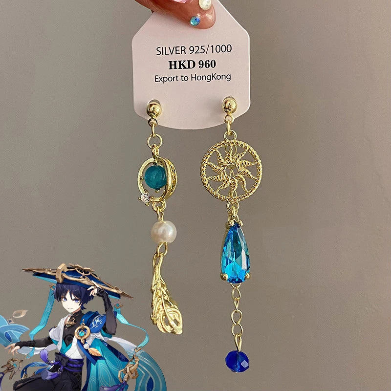 Game Genshin Impact Balladeer Wanderer Cosplay Pendant Ear Studs Scaramouche Kunikuzushi Earrings Women Eardrop Jewelry  Gifts
