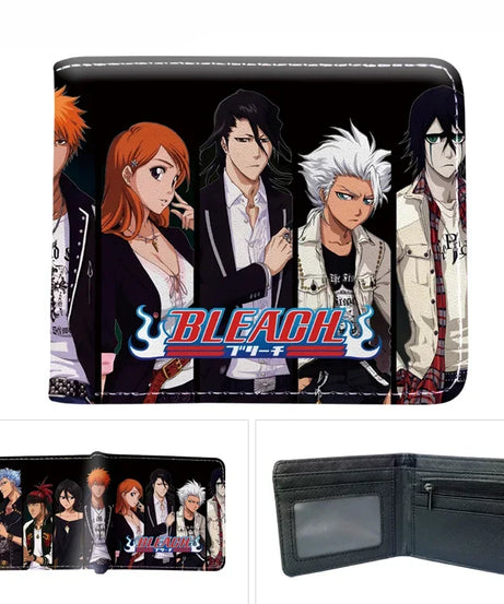 Anime Bleach Men's Short Button Wallets PU Leather Folding Purse