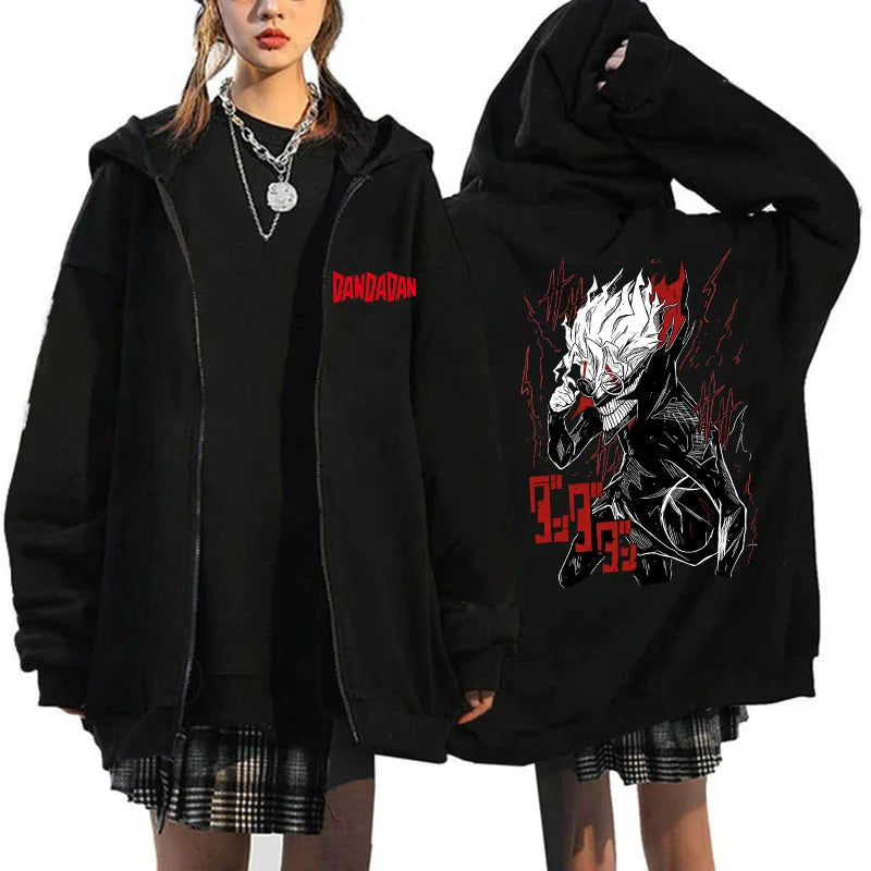 Dandadan Turbo Granny Graphic Zip-Up Hoodie Harajuku Anime Streetwear 7