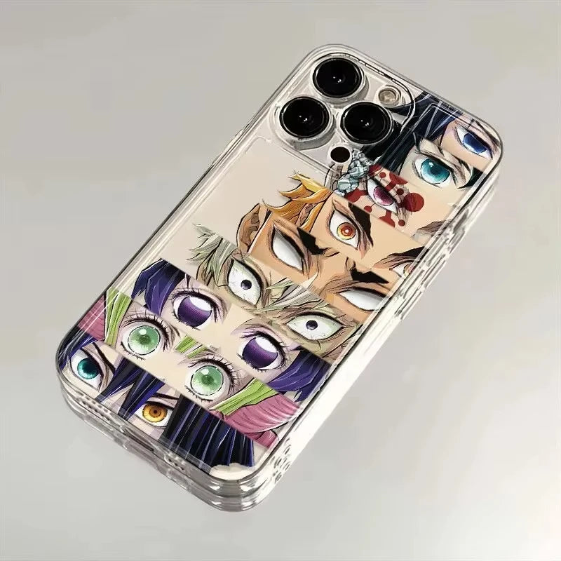 Demon Slayer Clear Case for iPhone 16 15 14 13 12 Mini 11 Pro Max XS X XR 8 7 Plus Washable Shockproof Soft Silicone Cover funda