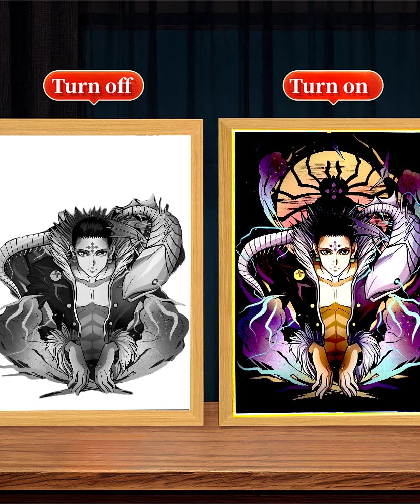 Anime Figure Light Painting Picture Frame Hunter×Hunter Killua Chrollo Led Night Light Moon Lamp Bedroom Home Decor Friends Gift