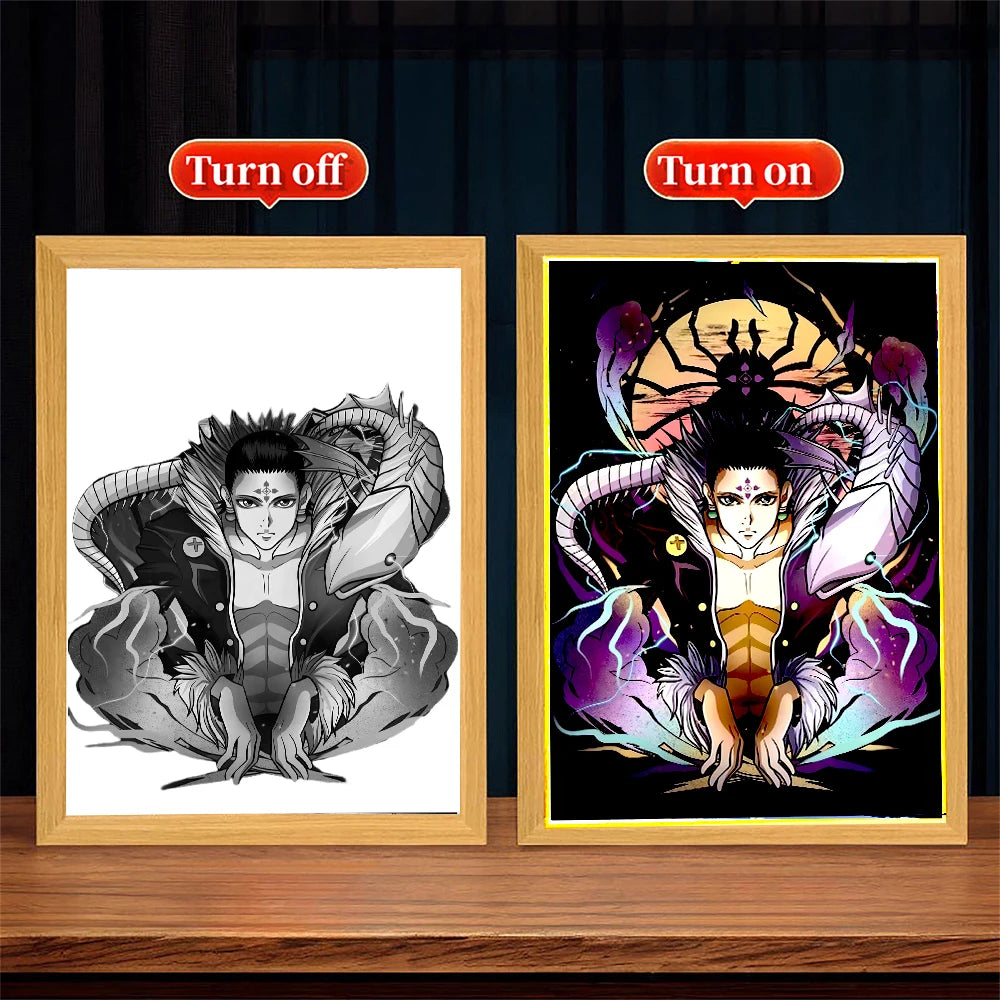 Anime Figure Light Painting Picture Frame Hunter×Hunter Killua Chrollo Led Night Light Moon Lamp Bedroom Home Decor Friends Gift