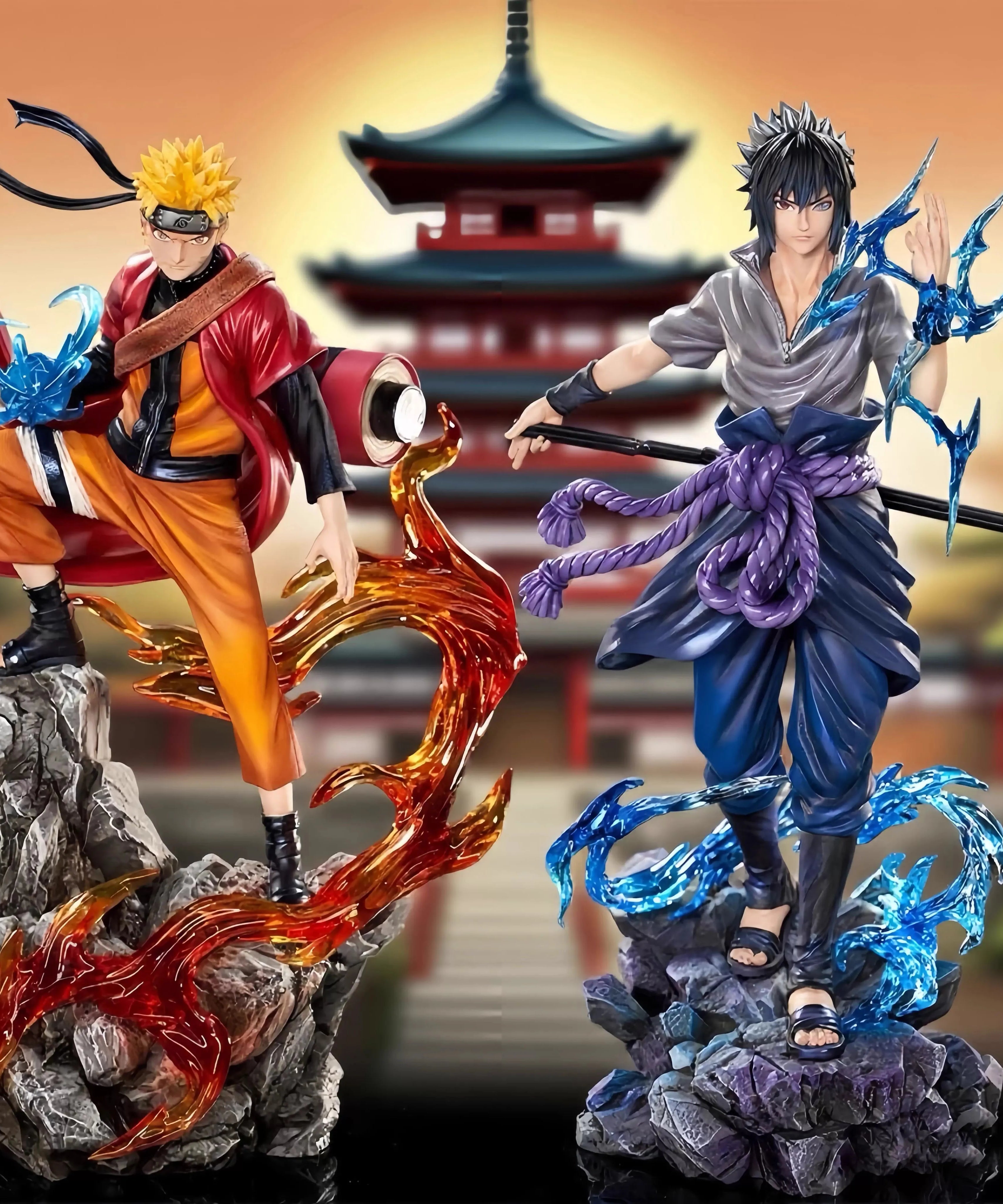 23cm Naruto Anime Figure Uzumaki Naruto Uchiha Sasuke Action Model Pvc Statue Desktop Ornament Collection Toys Gift