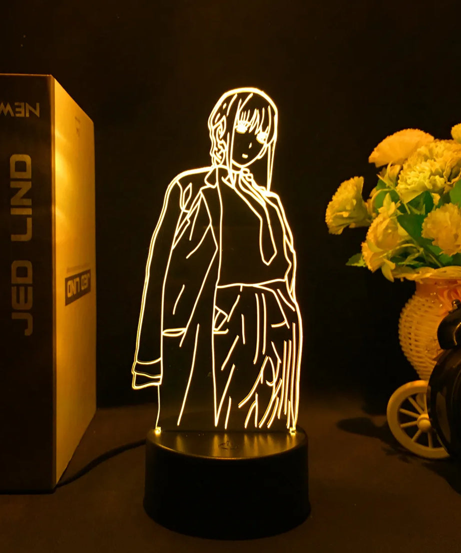 Anime Chainsaw Man Led Acrylic Stand Denji Power Makima Action Figure For Kids Bedroom Decor Nightlight Birthday