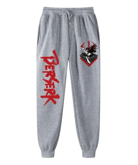 Men's berserk animated printed sportswear pants sports jogging pants casual polar lining pocket pants