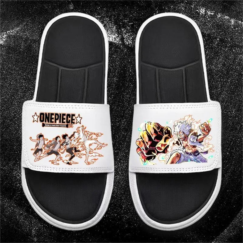 One Piece Anime Luffy Zoro Nami  Pattern New Slippers Men and Women Fashionable Flat Outdoor Comfortable Sandals Gift