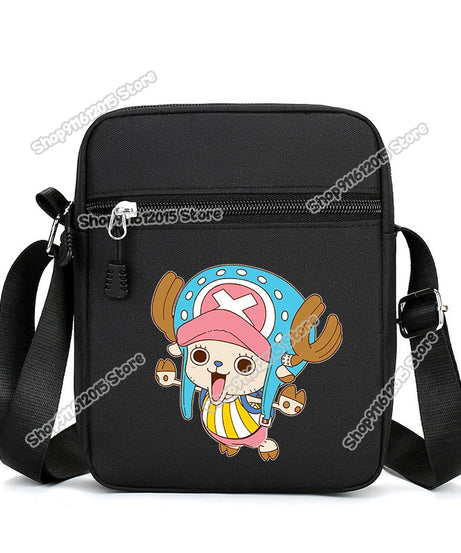 One Piece Men Shoulder Bag Anime Luffy Zoro Boy Oxford Cloth Crossbody Zipper Messenger Bags Outdoor Travel Small Phone Pouch