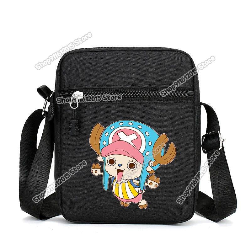 One Piece Men Shoulder Bag Anime Luffy Zoro Boy Oxford Cloth Crossbody Zipper Messenger Bags Outdoor Travel Small Phone Pouch