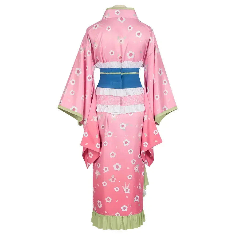 Anime Demon Slayer Mitsuri Kanroji Cosplay Costume – Pink Kimono & Wig Set 3