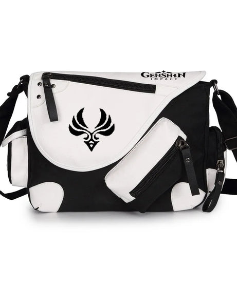 Genshin Impact Anime Canvas Casual Zipper Shoulder Bag Crossbody Bag Schoolbags Large Capacity Bag Men's Shoulder Messenger Gift