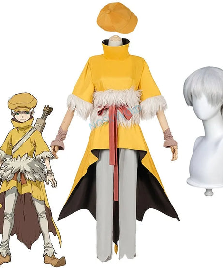 Ukyo Saionji Cosplay Set – Dr. Stone Anime Costume with Wig & Hat (Unisex, Halloween/Comic-Con)