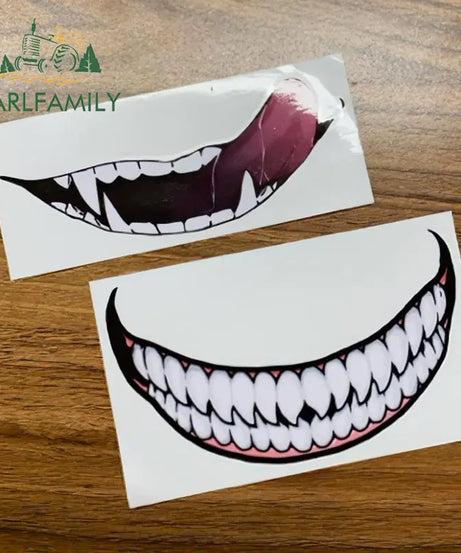 EARLFAMILY 13cm For Scary Devil Tooth Helmet Car Stickers RV JDM Motorcycle Decal Waterproof Camper Van Funny Car Accessories