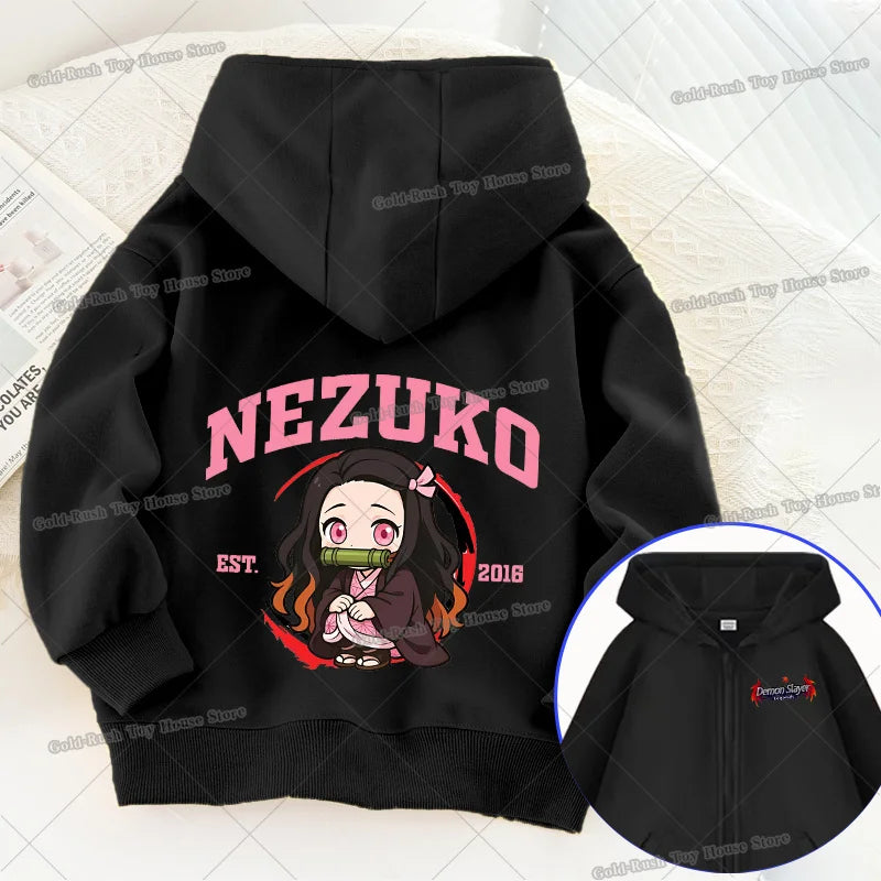 Demon Slayer Shinobu Graphic Kids Zip Up Hoodie Boys Girls Anime Lightweight Jacket 7