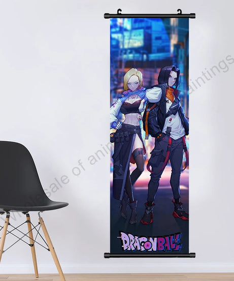 Dragon Ball Z Hanging Canvas Scroll – Goku, Vegeta & Frieza Anime Wall Art
