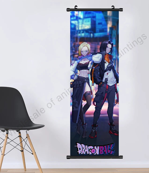 Dragon Ball Z Hanging Canvas Scroll – Goku, Vegeta & Frieza Anime Wall Art
