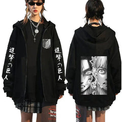 Attack on Titan Eren Jaeger & Armin Arlert Graphic Zip Hoodie – Men's Casual Manga Jacket