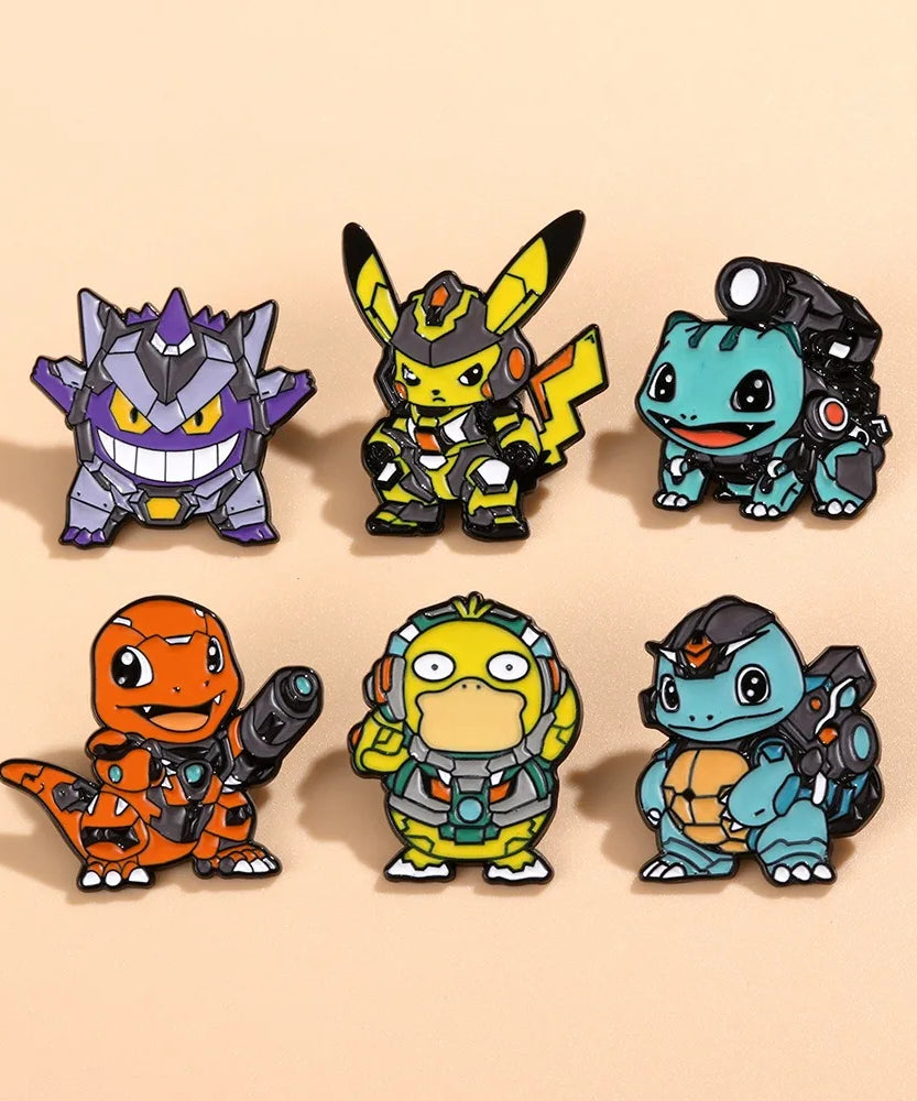 Anime Pokemon Enamel Pins Pikachu Squirtle Gengar Funny Cosplay Brooches Badges Lapel Pin Collection for Fans Accessory
