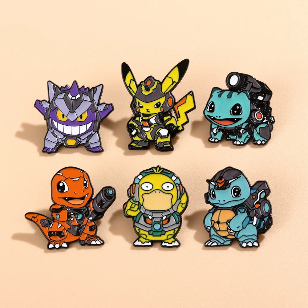 Anime Pokemon Enamel Pins Pikachu Squirtle Gengar Funny Cosplay Brooches Badges Lapel Pin Collection for Fans Accessory