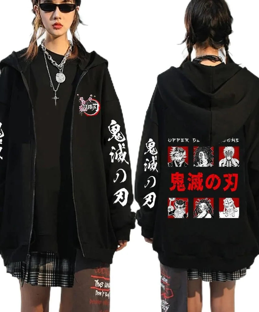 Demon Slayer Zipper Sweatshirts Zip Up Hoodie Anime Hoodies Unisex Hip Hop Streetwear Nezuko Kamado Graphic Y2K Clothes gifts