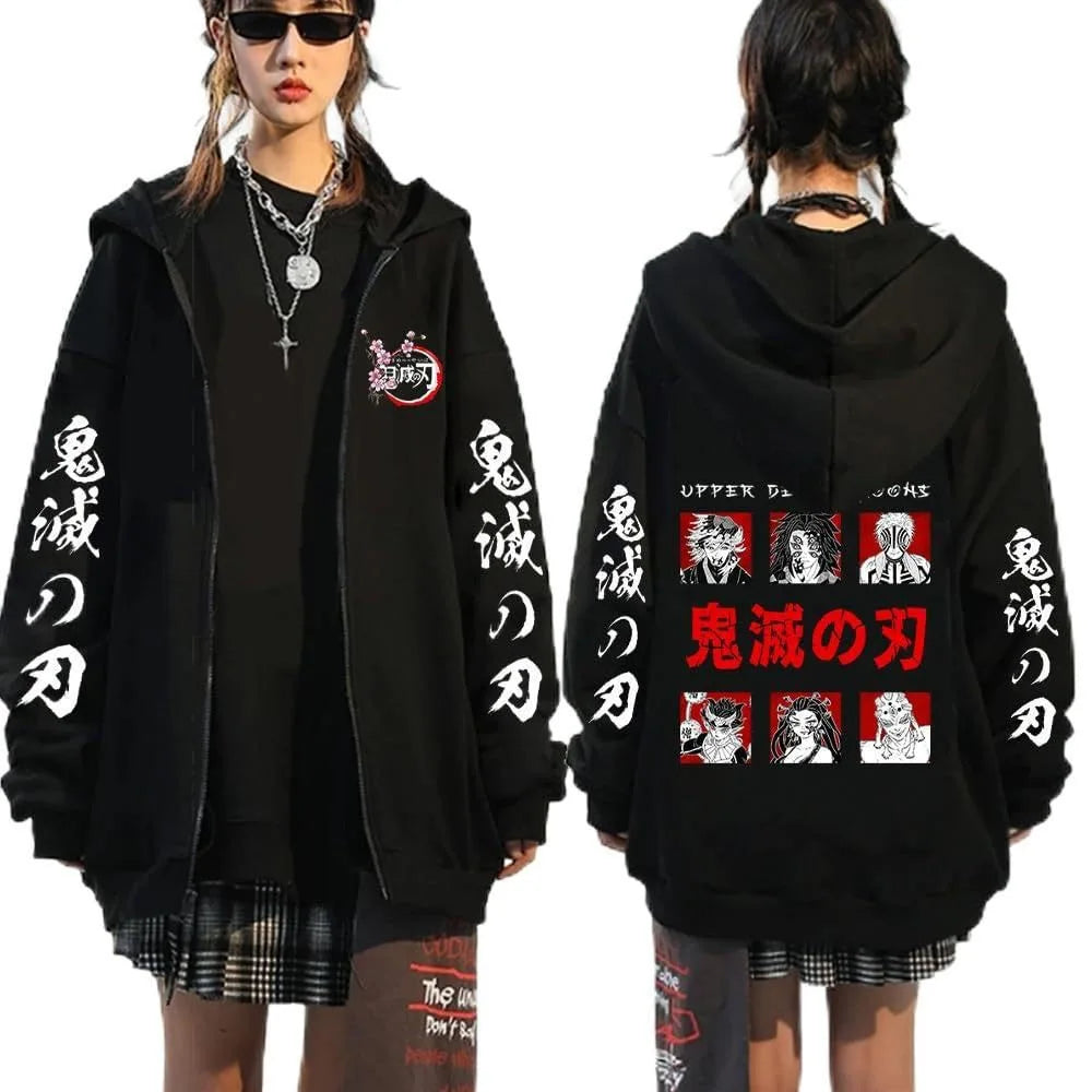 Demon Slayer Zipper Sweatshirts Zip Up Hoodie Anime Hoodies Unisex Hip Hop Streetwear Nezuko Kamado Graphic Y2K Clothes gifts