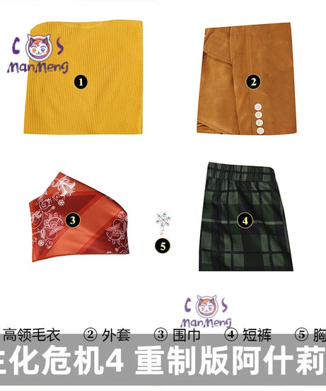 Game Resident 4 Remake Ashley Graham Evil Cosplay Costume Shoes Orange Jacket Coat Halloween Carnival Party Role Disguise Clothe