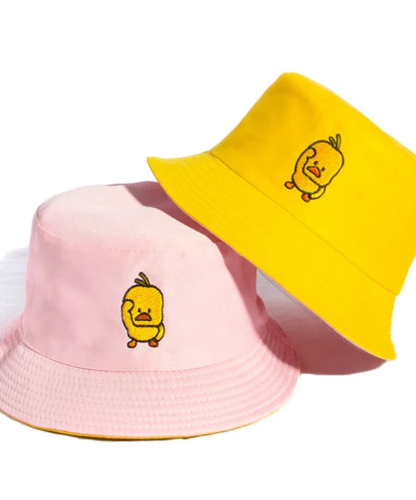 Summer Duck Reversible Bucket Hat for Women Travel Fisherman Hat Sad Boys Bob Fishing Cap Girl Outdoor Panama Beach Sun Hat