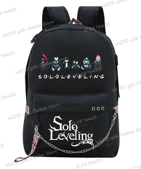 Cute Funny Solo Leveling Anime School Backpack for Teenager Bookbag Fashion Student Zipper Travel Rucksack Women Men Back Pack