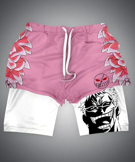 One Piece x Naruto x Dragon Ball 2-in-1 Men’s Gym Shorts – Quick-Dry & Breathable Sportswear