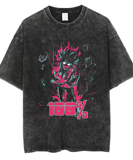 Mob Psycho 100 Vintage Graphic T-Shirt – Harajuku Streetwear Cotton Tee for Men