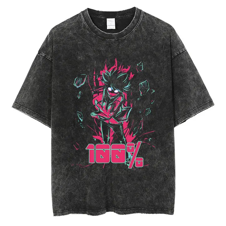 Mob Psycho 100 Vintage Graphic T-Shirt – Harajuku Streetwear Cotton Tee for Men
