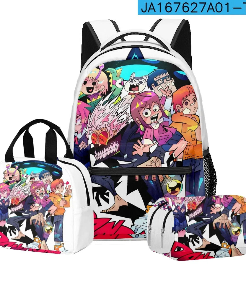 Luxury Popular Novelty DANDADAN 3D Printed 3pcs/Set student School Bags Travel Notebook Backpack Lunch bag Pencil Case