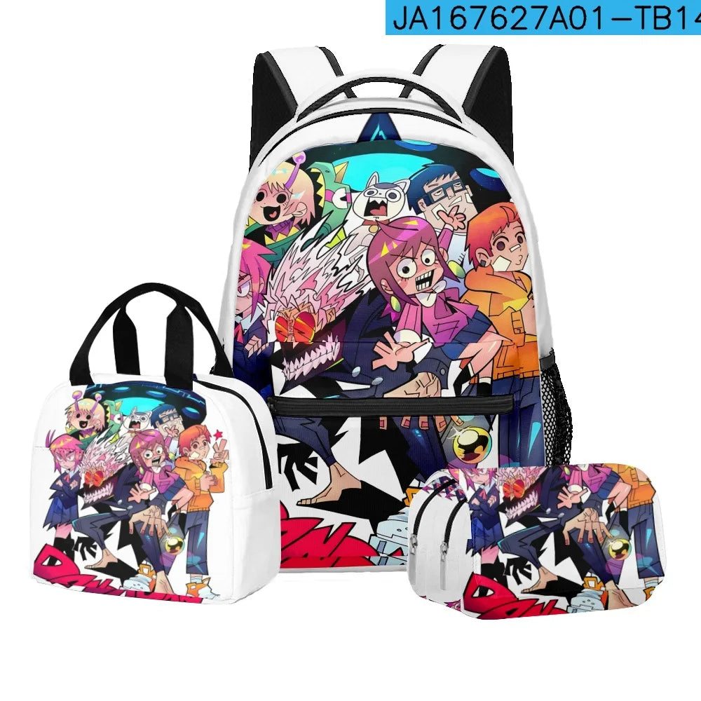 Luxury Popular Novelty DANDADAN 3D Printed 3pcs/Set student School Bags Travel Notebook Backpack Lunch bag Pencil Case